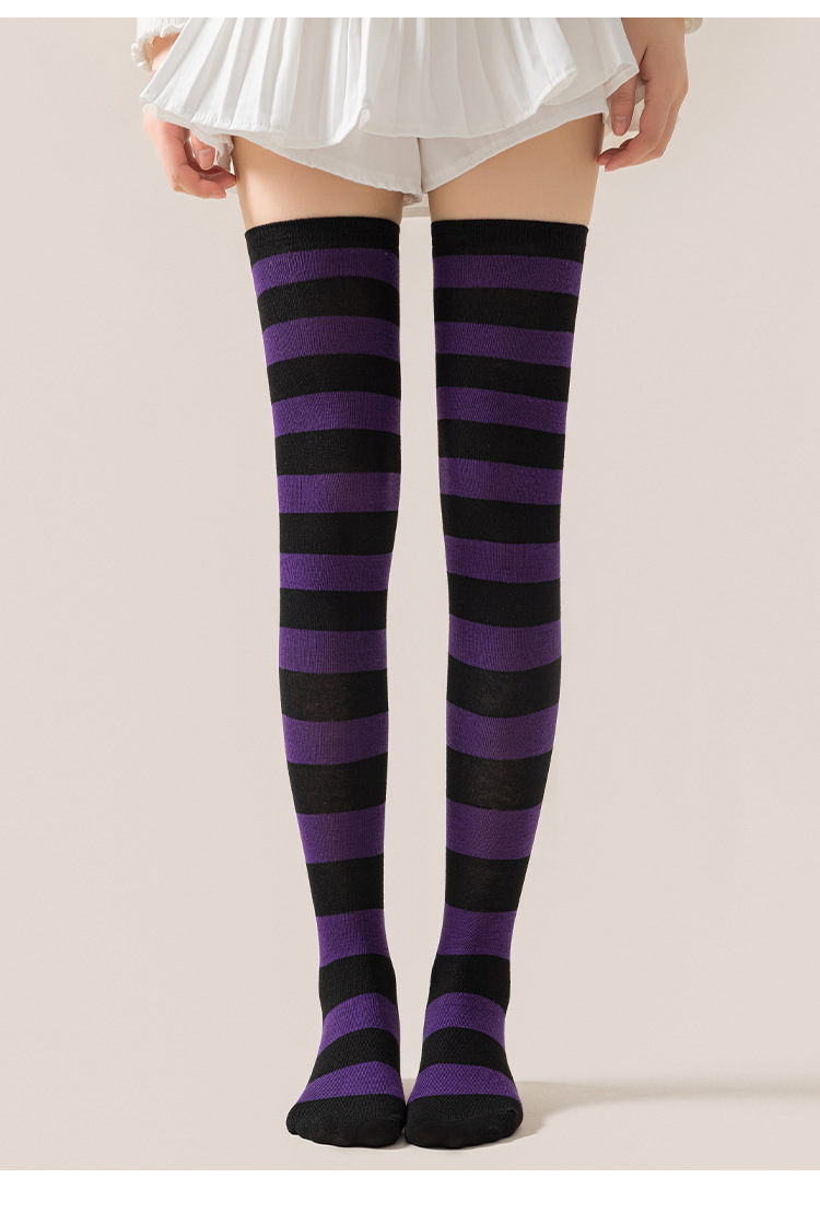 Womens Novelty Striped Over-the-Knee Socks